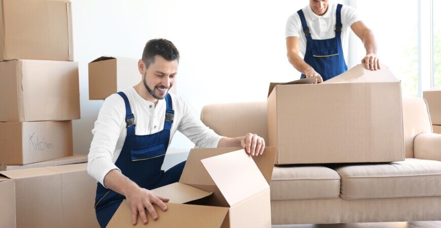 Great Toronto Movers professionalism, and peace of mind with the best single item movers. Two movers wrapping items.