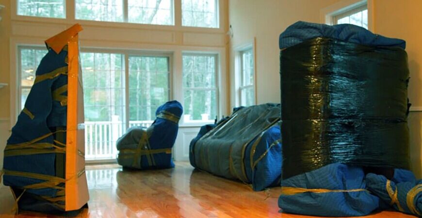 Residential moving services by Great Toronto Movers. Packed, and protected living room items.