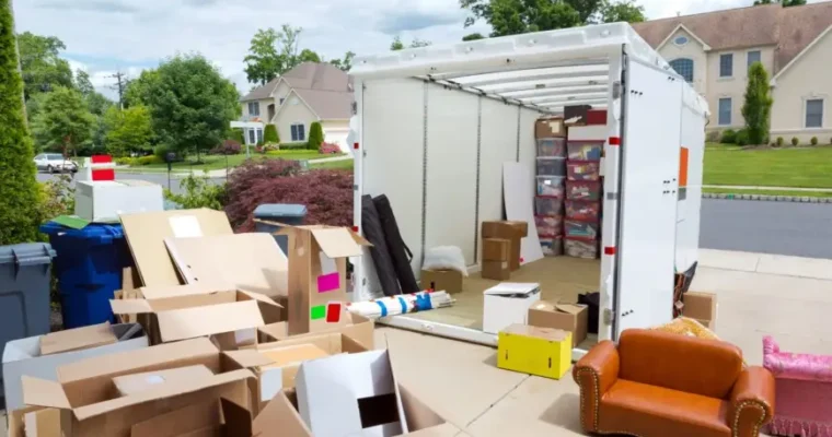 A POD being professionally packed and prepared for transport on a residential driveway by Great Toronto Movers, trusted Toronto movers for efficient POD loading.